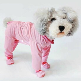 【撥水防汚】トイプードル用 犬の外出服 術後ケア対応 防虫加工 通気性快適 全身カバー フット付き アウトドア散歩用 ペットウェア