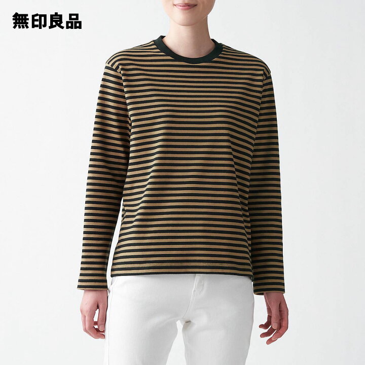 楽天市場 無印良品 公式 インド綿スムース編みクルーネック長袖ｔシャツ ボーダー 婦人 無印良品