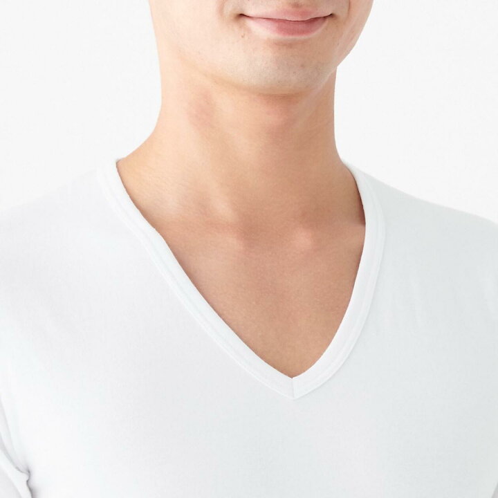 【無印良品 公式】綿であったか VネックTシャツ (紳士) 無印良品 無印良品 ウールコットンあったかインナー9分袖 サイズS メンズ ブラック
