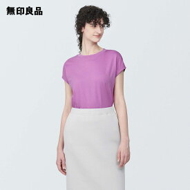 【無印良品 公式】婦人 天竺編みクルーネックフレンチスリーブTシャツ