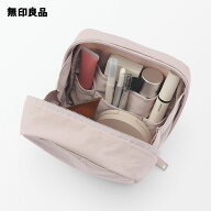 リンクルナイロン　大きく開くスクエアポーチ・約14×16×6cm【無印良品 公式】