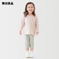 ベビー あたまするっと 綿天竺編みクルーネック長袖Tシャツ ボーダー【無印良品 公式】
