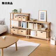手軽に組み立てられる木製シェルフ 棚3段 オーク材突板・約幅88×奥行28．2×高さ72cm【無印良品 公式】