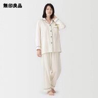 婦人 脇に縫い目のない 二重ガーゼ長袖パジャマ【無印良品 公式】