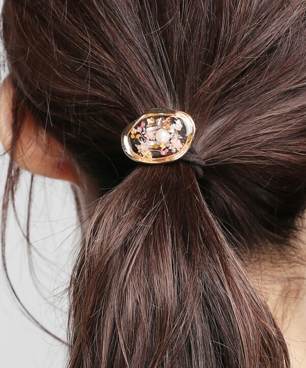 楽天市場】【TOP200＆春SALE】ポニー ヘアゴム ドライフラワー 髪留め 