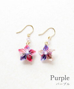 【最大600円offクーポン】ピアス 友禅紙 友禅 和紙 和 和風 桜 さくら サクラ 花 折り紙 日本 日本製 メイドインジャパン madeinJapan イエロー レッド パープル 黄 赤 紫 muk プレゼント ギフト ク