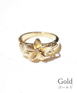 �w�� �����O �T�C�Y 13�� �X�e�����X �T�[�W�J���X�e�����X �v�������A Plumeria Ring Lino*Makana �V���v�� �S�[���h �V���o�[ �s���N�S�[���h muk �v���[���g �M�t�g