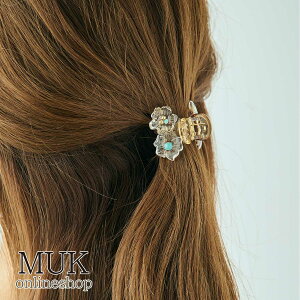 ヘアクリップ バンスクリップ バンス クリップ ミニ ミニクリップ 花 flower フラワー ターコイズ ビーズ クリア ダブルフラワーターコイズミニバンスクリップ クリスマスプレゼント