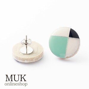 ピアス チタン チタンポスト チタンピアス 金属アレルギー 美濃焼 【MIKELO】 ミケロ 日本製 伝統工芸 陶器 焼き物 フレンチ クラシカル グリッド ブラック ミント ホワイト muk プレゼント ギ
