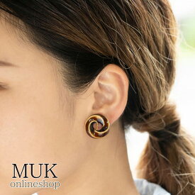 イヤリング ネジバネ ネジ式 焼き物 陶器 陶磁器 美濃焼 岐阜 工芸品 ネイビー ホワイト ブラウン 紺 白 茶 藍色 日本製 made in Japan 美濃焼タイルくるりイヤリング【七窯社】