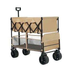 ダブルシェルフ上下2段 キャリーワゴン アウトドアワゴン 290L 後ろ開け 自立式 折りたたみ コンパクト