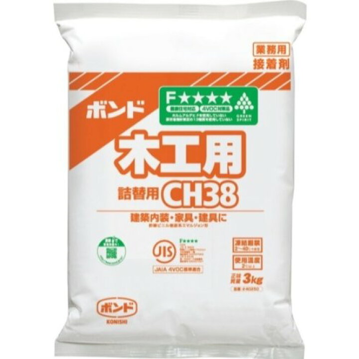 楽天市場】コニシ 木工用ボンド CH38 詰替用 3kg×6袋 1ケース : 木材 