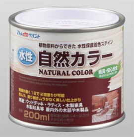 アトムハウスペイント（自然塗料/速乾/ステイン）水性自然カラー（天然油脂ステイン）200ML　ミディアムオーク