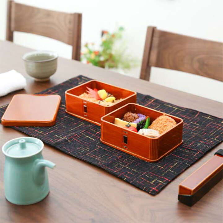 楽天市場】飛騨春慶 福壽漆器店 隅丸二段弁当箱 伝統工芸品 木製 弁当 