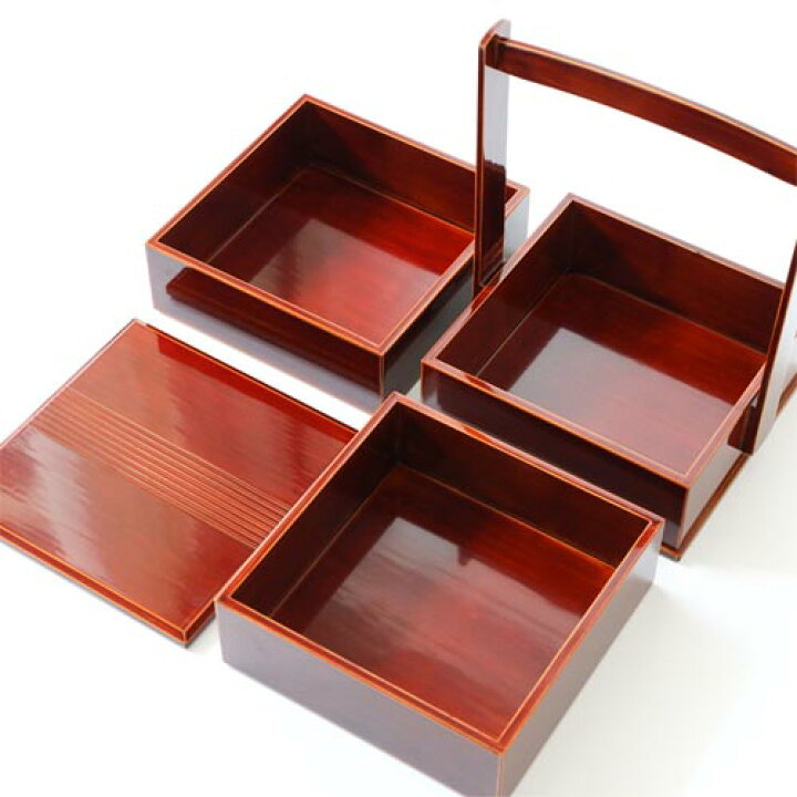 楽天市場】飛騨春慶 福壽漆器店 手提三段重 伝統工芸品 木製 お重箱 