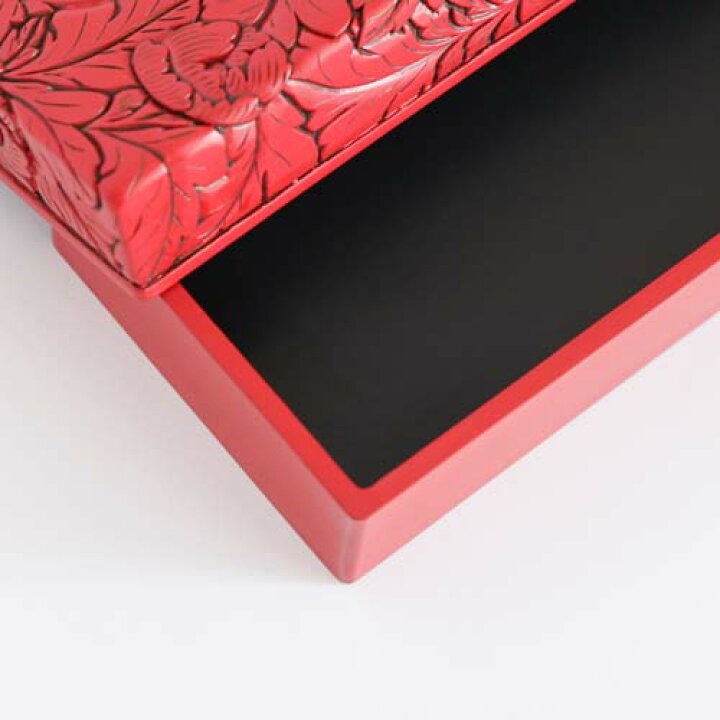 楽天市場】村上木彫堆朱 藤井漆工 文箱 牡丹唐草 伝統工芸品 小物入れ 
