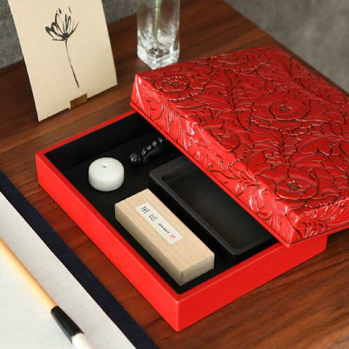 楽天市場】村上木彫堆朱 藤井漆工 硯箱 牡丹唐草 伝統工芸品 小物入れ 