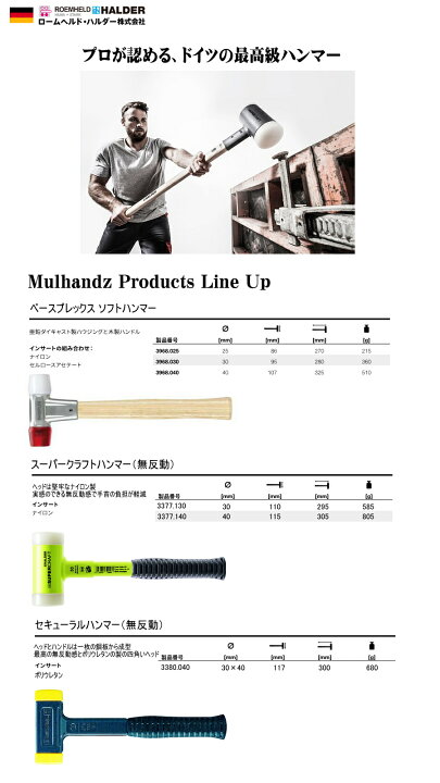 楽天市場】HALDER (ハルダー) スーパークラフトハンマー 無反動 