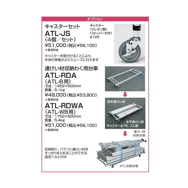 楽天市場】ピカ 高所作業台 ATL-1WB パイプ製足場 ワイドタイプ 1段 