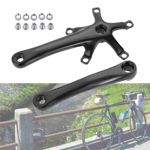 自転車クランク 自転車クランクアームセット BCD130mm クランクシングル 170mm 5個ネジ付き クランクセット 自転車クランクアームブラック クランクセット アルミクランク シングルスピー