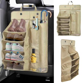 車用マルチシューズラック&amp;傘入れ カーシューズラック 5段 車用収納ラック靴入れ 傘立て 傘ホルダー 小物収納グッズ 大容量 下駄箱 折りたたみ式 車用収納ボックスハイエースやNV