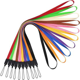 [] ネックストラップ リング 首掛けストラップ リングストラップ 携帯ストラップ 吊下げひも ナイロン製 IDカードホルダー スマホ お財布 キー 用 アソートカラー 10個入り (平紐赤、緑、