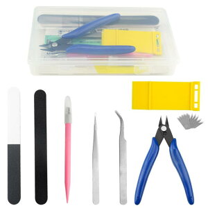 プラモデル 工具 9点セット 初心者向き 入門用モデルツールキット モデラーズナイフ(10 個 替え刃付き)薄刃ニッパー 精密ピンセット 収納ケース付き プラモデル道具 クラフトツ