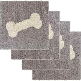 ペット用ラグマット ピタペトモ 約45cm×45cm 4枚セット ボーン ブラウン 吸着 ずれない タイルカーペット ジョイントマット