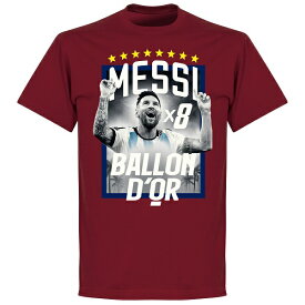 【BAL23】【国内未発売】RE-TAKE リオネル・メッシ x8 Ballon D'Or 2023 Tシャツ マルーン【サッカー/Messi/アルゼンチン代表/マイアミFC】ネコポス対応可能