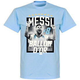 【BAL23】【国内未発売】RE-TAKE リオネル・メッシ x8 Ballon D'Or 2023 Tシャツ スカイ【サッカー/Messi/アルゼンチン代表/マイアミFC】ネコポス対応可能
