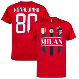 【予約RET06】赤80【国内未発売】RE-TAKE ACミラン レジェンドTシャツ 80番ロナウジーニョ レッド【サッカー/Ronaldinho/ACミラン/ブラジル代表/セリエA】ネコポス対応可能
