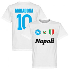 【予約RET06】RE-TAKE ナポリ Team Tシャツ 10番 マラドーナ ホワイト【サッカー/Napoli/Maradona/セリエA】ネコポス対応可能
