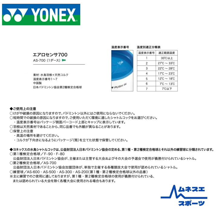 楽天市場】【10ダース】 【レビュー投稿で300円OFFクーポン配布中 ヨネックス エアロセンサー700 2番 10ダース