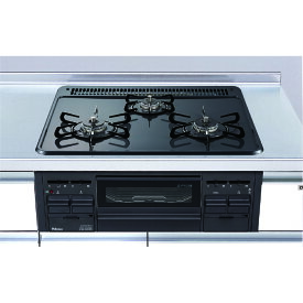 onedo　ワンド　PKD-N36　ビルトインコンロ　3口コンロタイプ　グリル付　間口600　水なし片面焼グリル　ホーロートップ 　ニュートラルグレー　フェイスブラック※送料無料