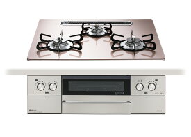 パロマ　PD-893WS-U60GP　ビルトインコンロ　FACEISGRAND　フェイシスグランド　3口コンロタイプ　間口750・600　水なし両面焼グリル　クリアガラストップ 　シルキーピンク　フェイスシルバー　左右強火力　ラクックグラン同梱※送料無料