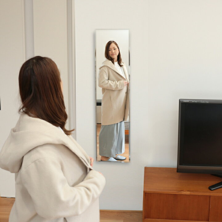 楽天市場 鏡 貼る 壁掛け 全身 一人暮らし ミラー 賃貸 玄関 姿見 階段 スリム 貼れる トイレ ノンフレーム おしゃれ 全身鏡 シンプル ミニマル デザイン Diy マンション 国産 日本製 四角 あす楽 クリスタル 3日以内発送 鏡ショップ ミラリス By村松鏡店