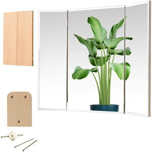 鏡 三面鏡 壁掛け ドレッサー 完成品 おしゃれ 白 ミラー コンパクト スリム 木 賃貸 アパート マンション 三面 可愛い 北欧 モダン メイク 鏡台 省スペース 木目 ナチュラル 玄関 日本製 国産