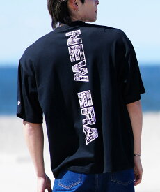 NEW ERA ニューエラ メンズ 半袖 Tシャツ オーバーサイズ バックプリント 吸汗速乾 ブラック 14334733 ムラサキスポーツ限定