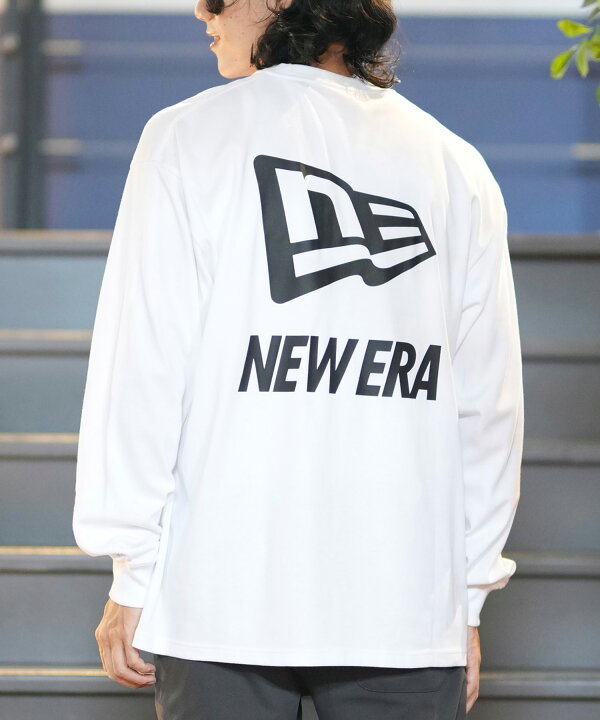 NEW ERA ニューエラ 長袖 Tシャツ メンズ ロンT バックプリント オーバーサイズ 吸汗速乾 Flag Wordmark 14312831 ムラサキスポーツ店