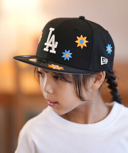 NEW ERA j[G LbY Lbv Xq Youth 9FIFTY Flower Embroidery T[XEhW[X ubN 14392001