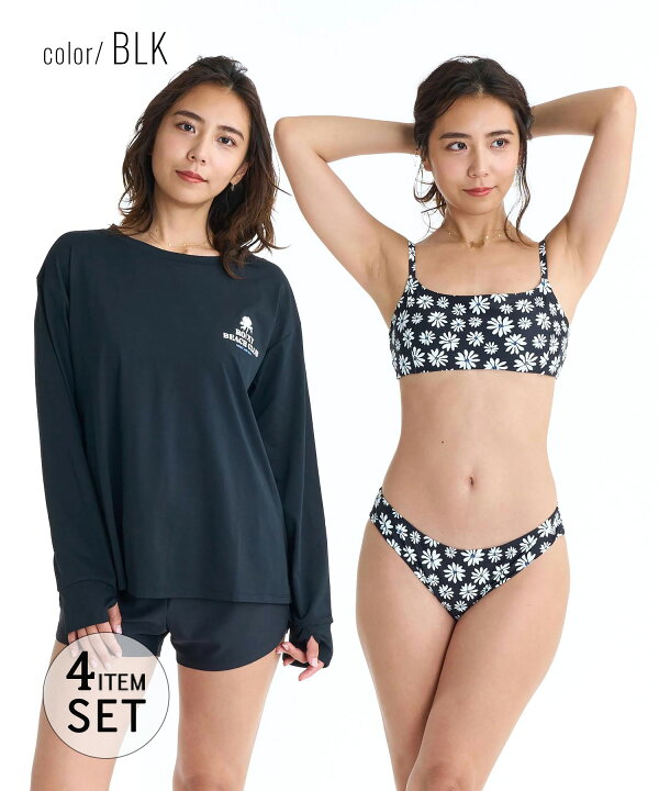 楽天市場】ROXY ロキシー 水着 4点セット ビキニ レディース 花柄 長袖 