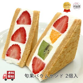 *【TVで大絶賛】 旬果バウムサンド 2個入 バウムクーヘン いちご ミックス 2個入 萌え断 村田屋 個包装 バームクーヘン フルーツサンド ギフト プレゼント 手土産 母の日 父の日 お取り寄せ 送料無料 -旬果バウムサンド 2個入-