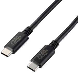 ELECOM GR USB2.0P[u/C-C^Cv/Fؕi/USB Power DeliveryΉ/240W/2.0m/ubN U2C-CCPE20NBK