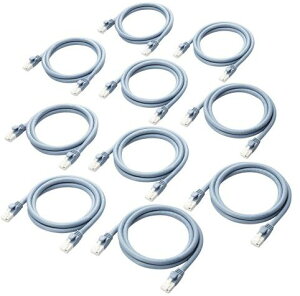 ELECOM GR LANP[u/CAT6AΉ/EU RoHSwߏ/ܐ܂h~/ȈՃpbP[W/1m/u[/10Zbg LD-GPAT/BU1/RS1