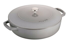 staub ストウブ ブレイザー・ソテーパン　28cm／40511－470　グレー　 プロユース（業務用）として販売されている国内正規販売ルートの商品です。家庭用に付属されている生涯保証書（シリアルナンバー）は付属されておりません。予めご了承ください。