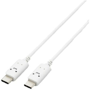 ELECOM �G���R�� USB Type-C�P�[�u��/USB PD�Ή�/����^�C�v/2.0m/���낿��񂵂낿���(�z���C�g×�u���b�N) MPA-CCF20WF