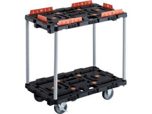 TRUSCO トラスコ中山 連結式樹脂製2段台車 ビートル 700X450 自在3輪 内2輪ストッパー付 柵付 ハンドルなし BT720KJ3S2-E100