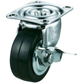 YUEI CASTER ユーエイ プレート式ゴムキャスター自在75径ストッパー付 G-75RHS