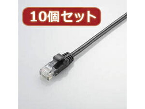 ELECOM �G���R�� �y10�Z�b�g�z �G���R�� Gigabit ���炩LAN�P�[�u��(Cat6����) LD-GPY/BK1X10