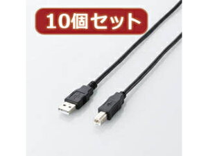 ELECOM �G���R�� �y10�Z�b�g�z �G���R�� �G�RUSB2.0�P�[�u��(A-B�^�C�v) U2C-JB30BKX10